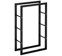HomCom Range-bûches Étagère cheminée métal noir 60 x 25 x 100 cm charge 100 kg