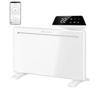 HOMCOM Radiateur Électrique 1500 W Connecté WiFi Sur Pied ou Mural Blanc | Chauffage Convecteur, Commandes Vocales, 4 Modes, Écran LED, Minuterie, Thermostat, Détection Fenêtre Ouverte, IP24