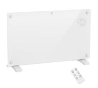 Radiateur à convection 1500W mural autoportant - affichage LED, timer 24h, thermostat, télécommande - verre blanc