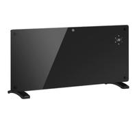 HOMCOM Radiateur Électrique 2000 W Télécommande Thermostat | Chauffage Convecteur, Mural/Sur Pied, Minuterie 24H/7J, Écran LED, Panneau Verre, Détection Fenêtre Ouverte, 15-22m², Noir