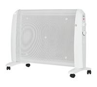 HOMCOM Radiateur électrique en mica 1000W/2000W 4 roues 15-20 m² Blanc