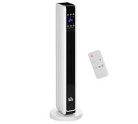 Radiateur électrique céramique PTC - chauffage soufflant oscillant 1100/2200W - télécommande incluse - timer 8h - blanc Blanc G