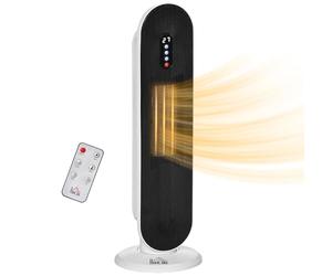 HOMCOM Radiateur Électrique Soufflant Oscillant 45° 1200/2000 W Noir