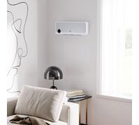 Radiateur mural soufflant oscillant 2000 W - chauffage céramique PTC - 3 niveaux de puissance - télécommande incluse blanc argenté