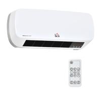 HomCom Radiateur mural soufflant 2000 W – céramique PTC, 3 niveaux avec télécommande – Blanc/Noir