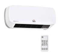 HOMCOM Radiateur mural soufflant 2000 W - chauffage céramique PTC - 3 niveaux de puissance - télécommande incluse blanc noir