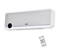 HOMCOM Radiateur mural soufflant oscillant 2000 W - chauffage céramique PTC - 3 niveaux de puissance - télécommande incluse blanc argenté