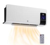 HOMCOM Radiateur soufflant mural chauffage céramique PTC - 1000 W / 2000 W oscillation minuterie avec télécommande blanc