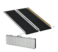 HOMCOM Rampe de Fauteuil Roulant Pliable Antidérapante 122x73,6 cm Noir | Rampe de Chargement Sablage, Alliage d'Aluminium, Bordures de Sécurité, Stickers Réfléchissants, Charge Max. 272 kg