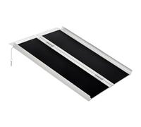 HOMCOM Rampe de Fauteuil Roulant Pliable Antidérapante 91x72 cm Noir | Rampe de Chargement Sablage, Alliage d'Aluminium, Bordures de Sécurité, Stickers Réfléchissants, Charge Max. 270 Kg