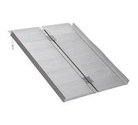 HOMCOM Rampe de Fauteuil Roulant Pliable Antidérapante 91x74 cm | Rampe de Chargement Sablage, Alliage d'Aluminium, Bordures de Sécurité, Stickers Réfléchissants, Charge Max. 270 Kg