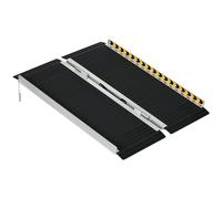 HOMCOM Rampe de Fauteuil Roulant Pliable, Rampe de Chargement sablage 91x73,6 cm en Alliage d'aluminium, antidérapante, Bordures de sécurité, poignées Stickers réfléchissants Charge Max. 272 kg, Noir