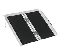 HOMCOM Rampe de Fauteuil Roulant Rampe de Chargement Rampe d'accès antidérapante Pliable avec Bordures de sécurité Max. 270 Kg dim. 60L x 73l x 5H cm alu. Noir