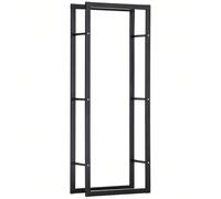 HOMCOM Range bûches Etagère porte bois de cheminée porte-bûches design contemporain charge max. 100 Kg métal noir Description:Ce porte-bûches extérieur compact s'adapte facilement au bois de cheminée.
