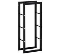 HomCom Étagère porte-bûches design contemporain – métal noir 40×25×100 cm, charge max. 100 kg