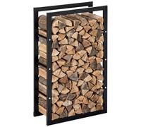 HomCom Range-bûches Étagère cheminée métal noir 60 x 25 x 100 cm charge 100 kg