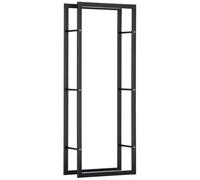 HOMCOM Range Bûches Intérieur et Extérieur 100 Kg 60L x 25l x 150H cm Noir | Etagère Porte Bois de Cheminée, Porte-Bûches, Métal
