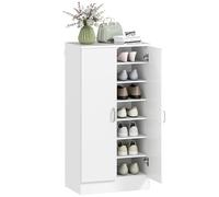 HOMCOM Rangement de Chaussures à 2 Portes, Rangement de Chaussures d'entrée avec 6 étagères réglables, pour 14 Paires de Chaussures, 55x35x108 cm, Blanc