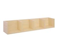 HOMCOM Rangement média CD 84 CD/56 DVD/Blu-Ray, Bois Naturel | Montage mural, 4 cubes, Étagère organisatrice, Support DVD