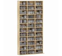 Rangements pour CD et DVD - HOMCOM - 1116 CD/528 DVD - 36 compartiments et étagères réglables - MDF - 102x23 5x195cm - chêne