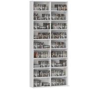 Rangements pour CD et DVD - HOMCOM - 18 compartiments - 640 CD/360 DVD/430 Blu-ray - panneau de particules - 78,5x24x175cm - blanc