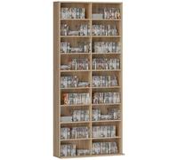 HOMCOM Rangements pour CD et DVD 18 Compartiments 78,5x24x175cm Naturel