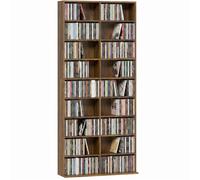 HOMCOM Rangements pour CD et DVD 18 Compartiments 78,5x24x175cm Noyer Foncé