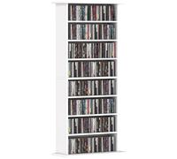HomCom Rangement CD/DVD - 8 compartiments, 6 étagères réglables - 360 CD/185 DVD/Blu-ray - blanc