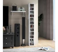 HOMCOM Rangements pour CD et DVD avec 12 compartiments, capacité max. 204 CD, 21 x 20 x 175 cm, blanc