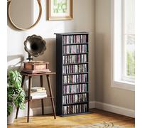 HOMCOM Rangements pour CD et DVD avec 8 compartiments et 6 étagères réglables, capacité max. 360 CD/185 DVD et Blu-ray, noir