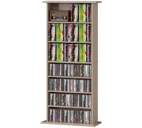 HOMCOM Rangements pour CD et DVD avec 8 compartiments et 6 étagères réglables, capacité max. 360 CD/185 DVD et Blu-ray, naturel
