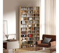 HOMCOM Rangements pour CD et DVD, bibliothèque étagère rangement 1116 CD/528 DVD, 36 compartiments et étagères réglables, chêne