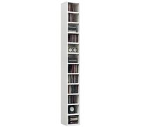 HOMCOM Meuble colonne de rangement, 12 compartiments, capacité 204 CD, 21 x 20 x 175 cm, blanc