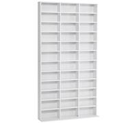 HOMCOM Rangements pour CD et DVD, étagère Rangement, capacité Max. 1116 CD/528 DVD, 36 Compartiments et étagères réglables, pour Bureau, Salon, Chambre, 102 x 23,5 x 195 cm, Blanc