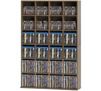 HOMCOM Rangements pour CD et DVD, étagère rangement pour 456 CD/336 DVD, 24 compartiments et étagères réglables, marron
