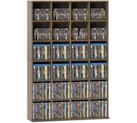 HOMCOM Rangements pour CD et DVD, Meuble de Rangement multimédia avec 24 Compartiments, capacité Max. 456 CD/ 336 DVD, bibliothèque en Bois avec étagères réglables, 89 x 20 x 130,5 cm, Marron