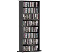 HOMCOM Rangements pour CD et DVD, meuble de rangement multimédia, capacité max. 360 CD/185 DVD et Blu-ray, 8 compartiments et 6 étagères réglables, pour salon, chambre, 58 x 24 x 126,3 cm, noir