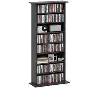 HOMCOM Rangements pour CD et DVD, meuble de rangement multimédia, capacité max. 360 CD/185 DVD et Blu-ray, 8 compartiments et 6 étagères réglables, pour salon, chambre, 58 x 24 x 126,3 cm, noir