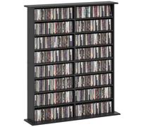 HOMCOM Rangements pour CD et DVD, Meuble de Rangement multimédia, capacité Max. 720 CD/396 DVD et Blu-Ray, 16 Compartiments et 12 étagères réglables, pour Salon, Chambre, 106,5x24x126,3cm, Noir