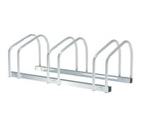 HOMCOM Râtelier 3 vélos range-vélos support de rangement pneu 65 mm sol ou mural pour VTT enfants BMX 76 x 33 x 27 cm acier argent