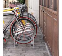 HOMCOM Râtelier 4 vélos range-vélos support rangement vélo à pneu 65 mm dim. 110L x 33l x 27H cm acier argent