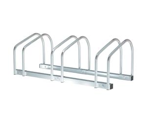 HOMCOM Râtelier pour 3 Vélos Fixation au Sol 71 X 33 X 27cm Acier Galvanisé Argent