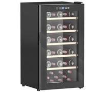 HOMCOM Réfrigérateur à vin 41 bouteilles 91L 5-20℃ compresseur Réfrigérateur à boissons avec porte vitrée, lumière LED Réfrigérateur à bouteilles avec écran tactile, Petite armoire à vin noir