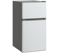 HOMCOM Réfrigérateur congélateur 88 L, Mini frigo 25L+63L, silencieux, 2 portes réversibles, éclairage, étagères amovibles, thermostats réglables, pelle et bac à glace, gris