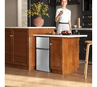 HOMCOM Réfrigérateur congélateur 88 L, petit réfrigérateur combiné avec portes réversibles et éclairage, 45,5x50x86,5cm, gris