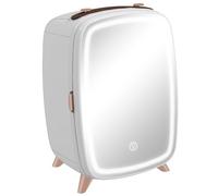 HOMCOM Réfrigérateur Cosmétique 6L Petite Glacière 9V avec Porte Miroir et Lumières LED Réglable en 3 Niveaux Mini Réfrigérateur pour Beauté Maquillage Boissons 24,3x19,4x35,6 cm Blanc