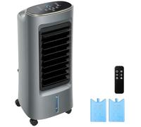HOMCOM Refroidisseur d'air mobile 4 en 1 humidificateur, purificateur et ventilateur, oscillation 90°, 3 vitesses, 3 modes, réservoir d'eau 6L, packs de glace, télécommande, pour chambre bureau, gris