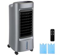 HOMCOM Refroidisseur d'air mobile 4 en 1 humidificateur, purificateur et ventilateur, oscillation 90°, 4 vitesses, 3 modes, réservoir d'eau 6L, packs de glace, télécommande, pour chambre bureau, gris
