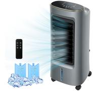 HOMCOM Refroidisseur d'air mobile 4 en 1 humidificateur purificateur ventilateur, oscillation 90°, 4 vitesses, 3 modes, gris