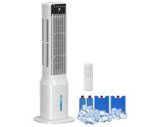 HOMCOM Refroidisseur d'Air Portable 3-en-1, Réservoir d'eau 9 Litres, Oscillation à 48°, 3 Vitesses, 3 Modes, 4 Packs de Glace, Télécommande, pour Maison, Bureau, Chambre, Blanc